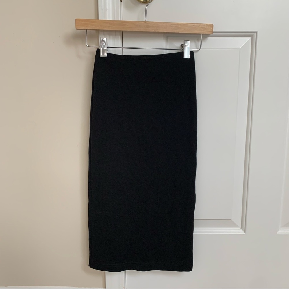 American Apparel skin tight black midi pencil skirt